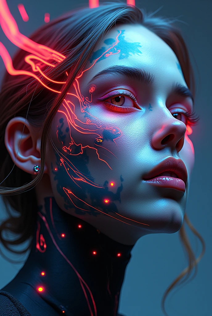 an anamorphic surreal abstract quirky liquid portrait digital art, highly detailed, abstract forms, vivid colors, dynamic composition, glowing neon elements, intricate geometric patterns, fluid organic shapes, dramatic lighting, cinematic atmosphere, photorealistic, 8k, masterpiece hyperrealistic, (best quality,4k,8k,highres,masterpiece:1.2),ultra-detailed,(realistic,photorealistic,photo-realistic:1.37), HDR,UHD,extremely detailed face and eyes, incredible detailed skin texture,