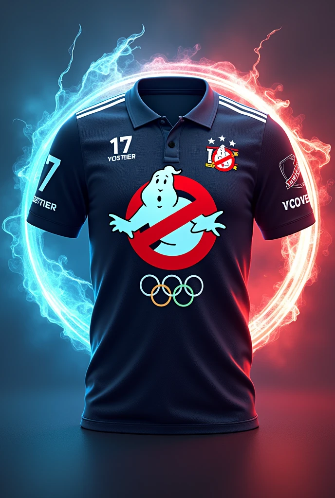Make me a shirt for the Ghostbusters themed Olympics that has the number of the XVII promotion on it.