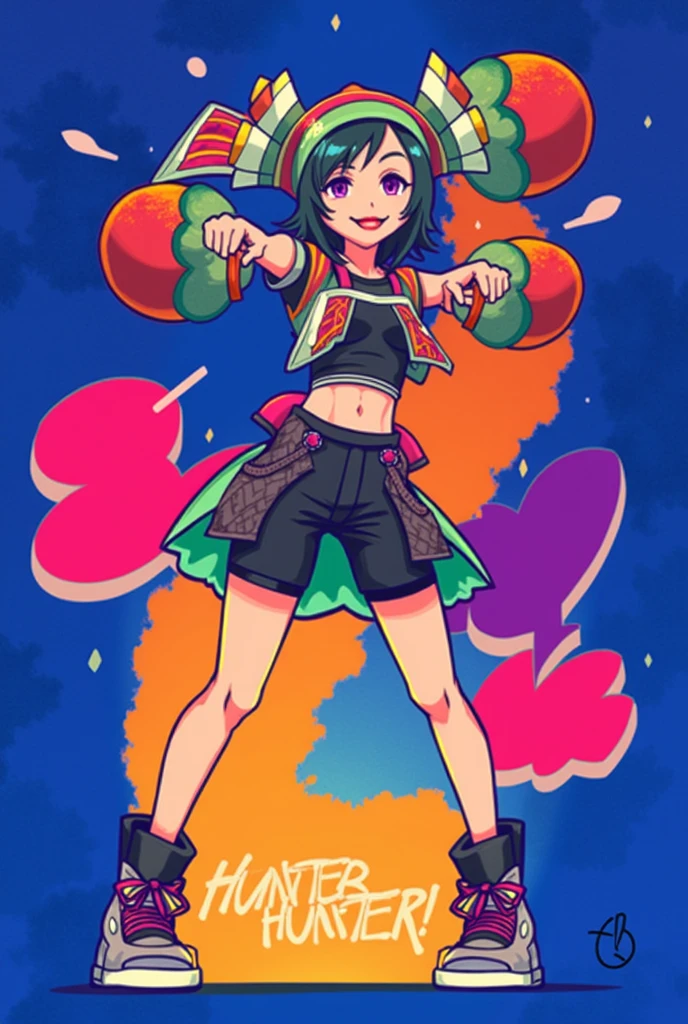 Create an art in the style of this image but of the character Hiusoka from hunter x hunter