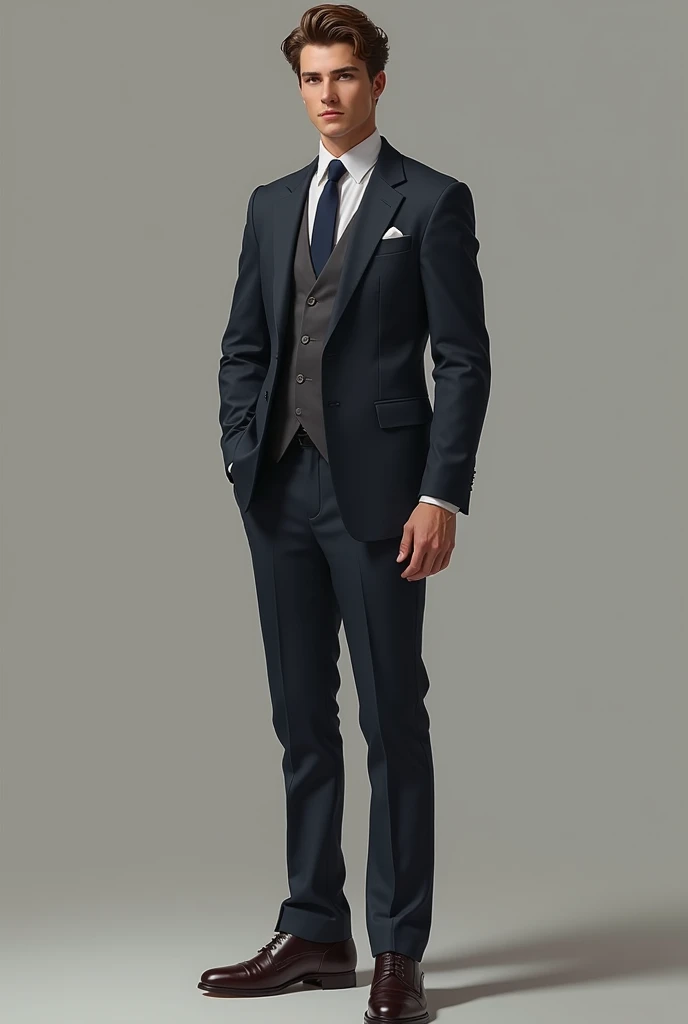**Alexander**: Alexander, an 1 senior at the Swiss Elite Private High School, stands tall at 185 cm. His lean, muscular physique, a result of his athletic training, combined with his handsome features and short brown hair, make him a striking figure. **Alexander's School Uniform Style**: In his Swiss Elite Private High School uniform, Alexander conveys an air of understated elegance. His uniform is always meticulously tailored, fitting his athletic build perfectly. Despite being a uniform, he manages to make it uniquely his own, subtly exhibiting his affluent background through high-quality leather shoes and a perfectly knotted tie. His approach to the uniform reflects his overall demeanor - a balance between his wealth and his humility, contributing to his respected status among his peers.