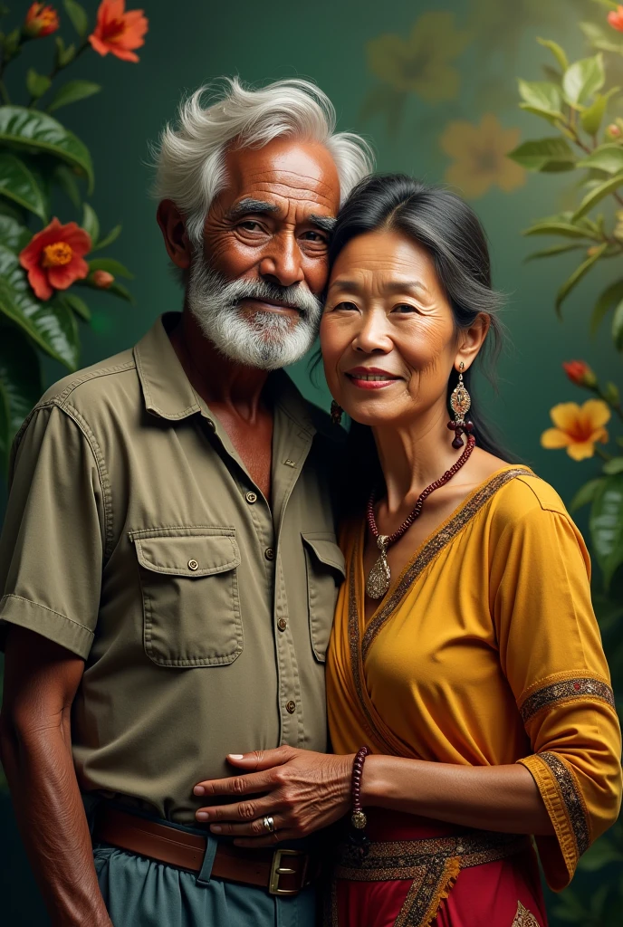 elderly black asian couple from jamaica
