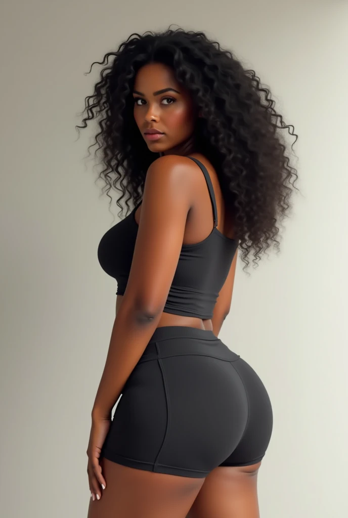 black girl, big boobs, curvy girl, long curly hair, wide hips, curvy body, wearing Women’s 2024 Summer Mini Skirt Tennis Athletic Inner Shorts Side Slit Workout Golf Bodycon Casual Skorts Clothes