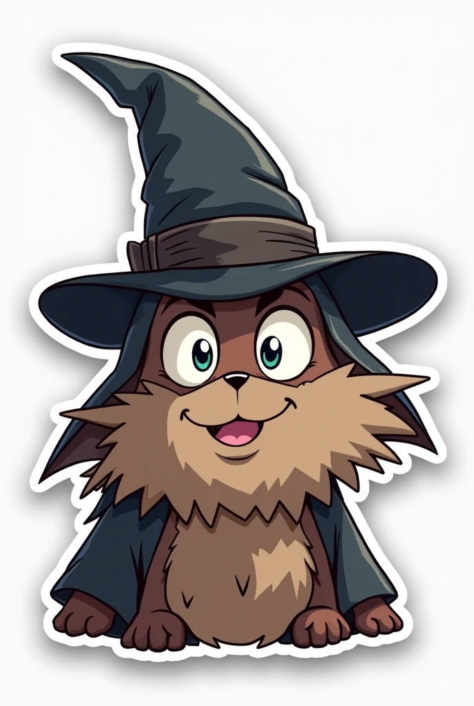 Harry Potter Anime Style Sorting Hat, with eyes and mouth, and with white edges as if it were a sticker 