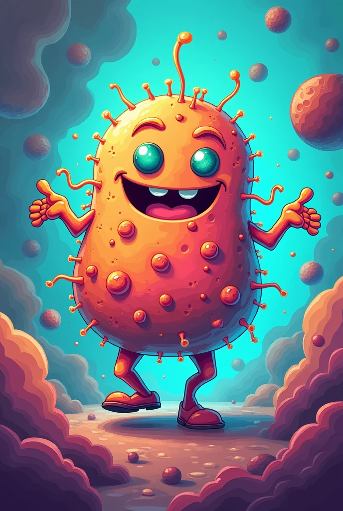 Create a cartoon-style super bacteria image