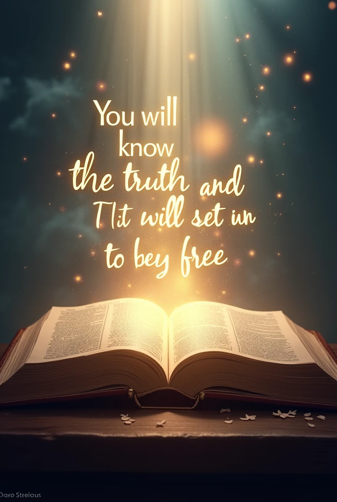 Image of a Bible with the phrase you will know the truth and it will set you free