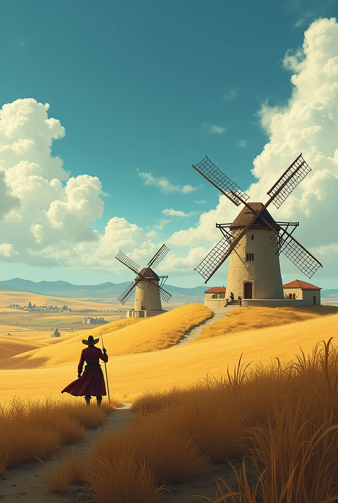 An image of the windmills of the pbra don quixote of mancha