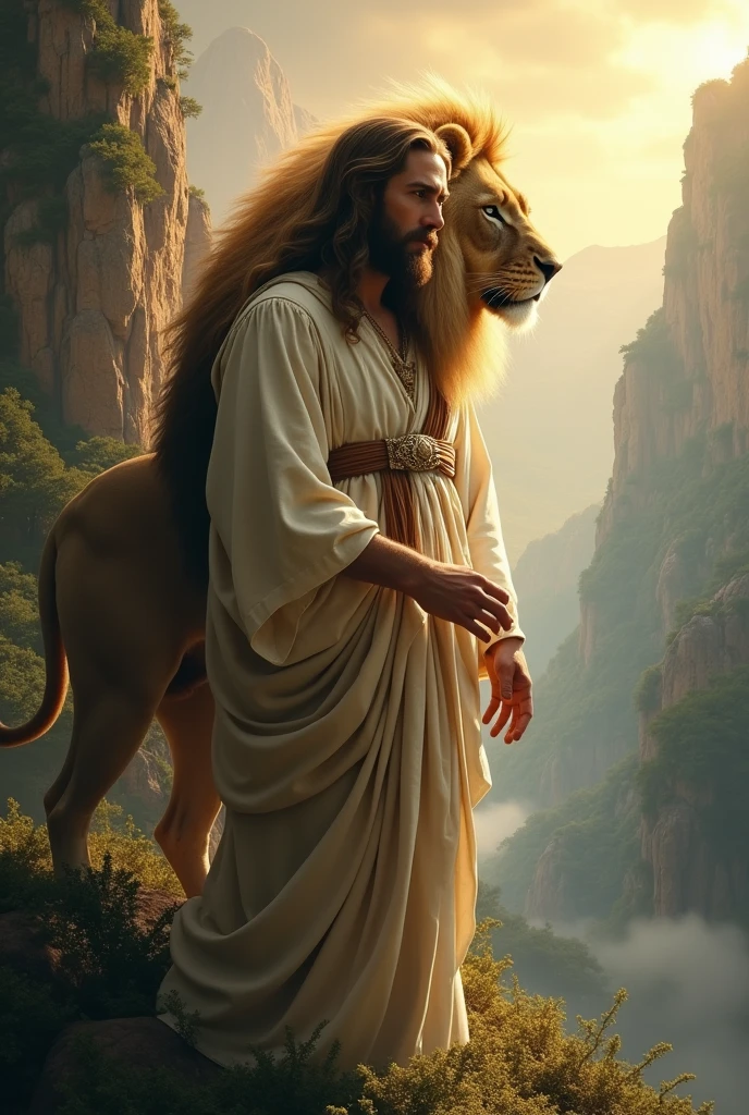 Image of Jesus and a lion behind him