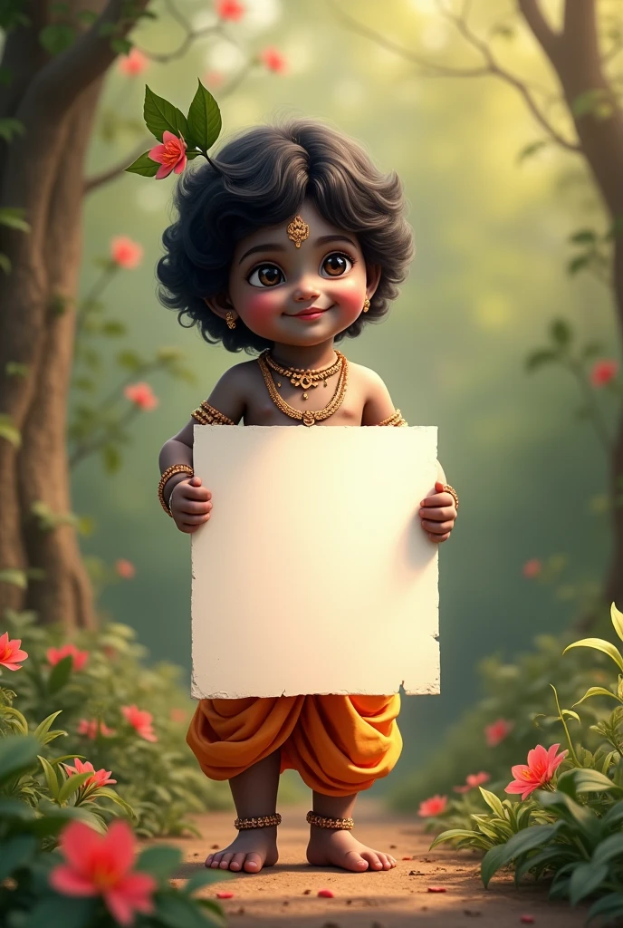 Little krishna with blank poster