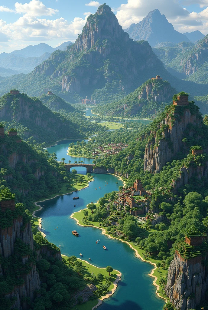 Satellite image of a Minecraft world