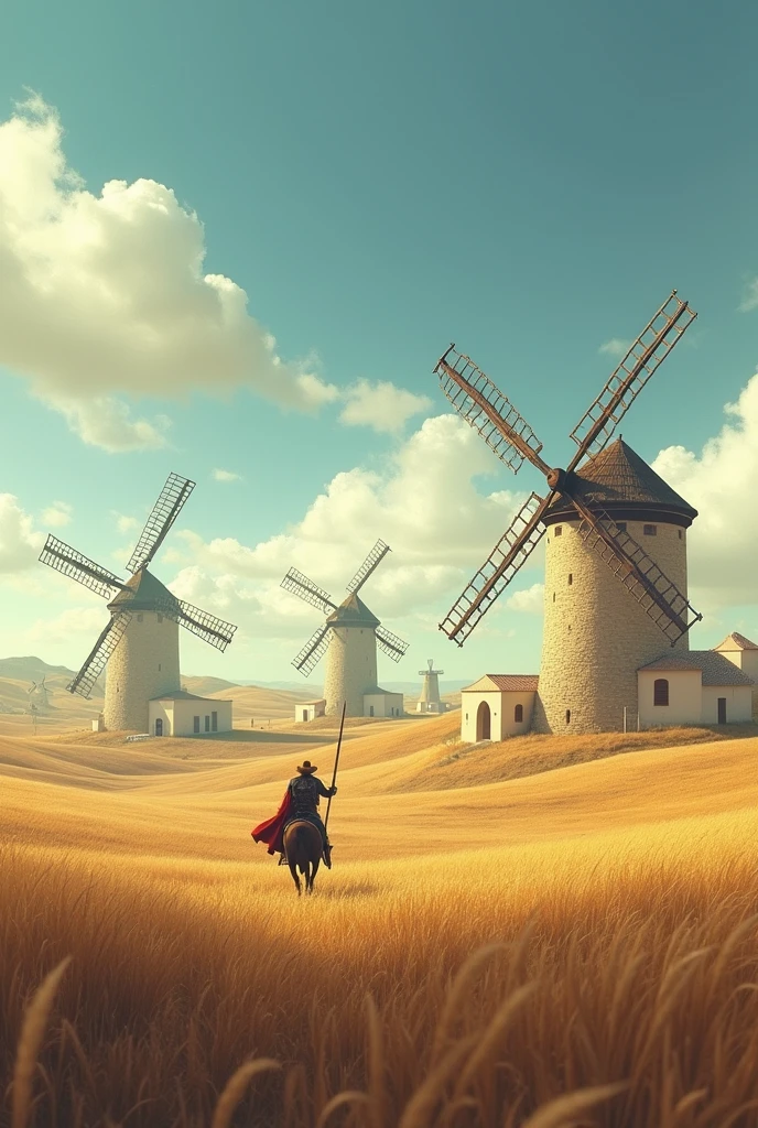 An image of the windmills of the pbra don quixote of mancha