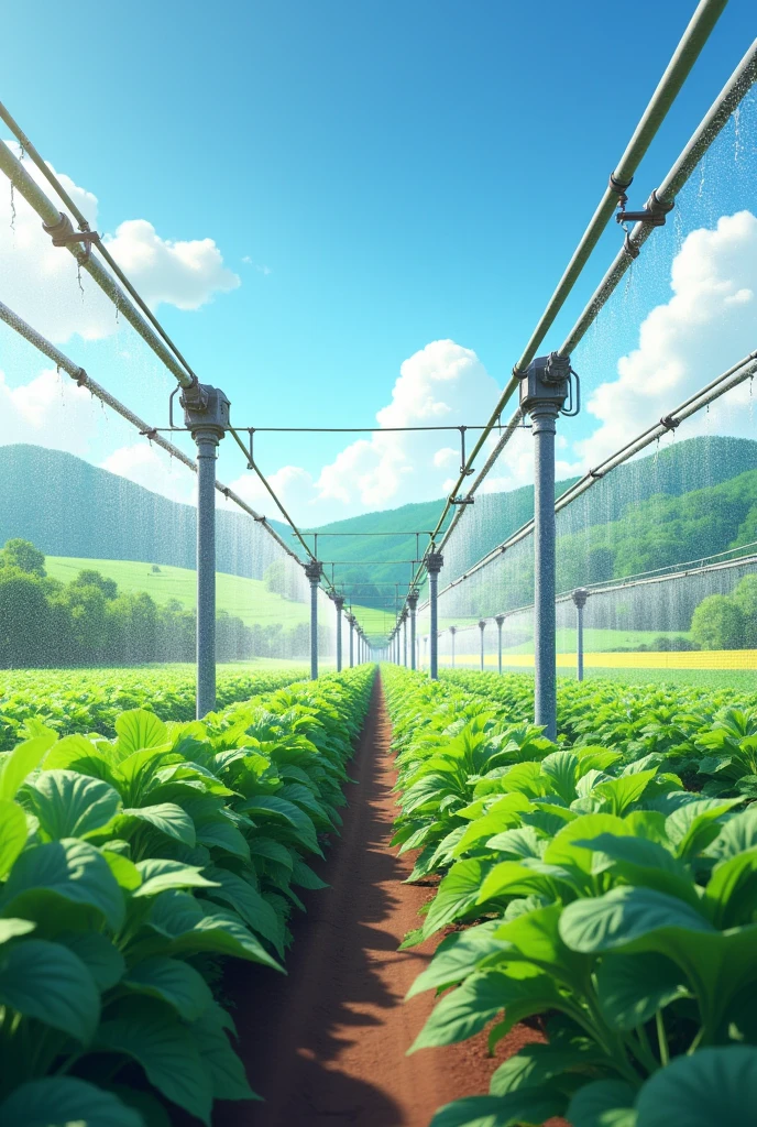 Give me the best illustration on sprinkler irrigation in agriculture
