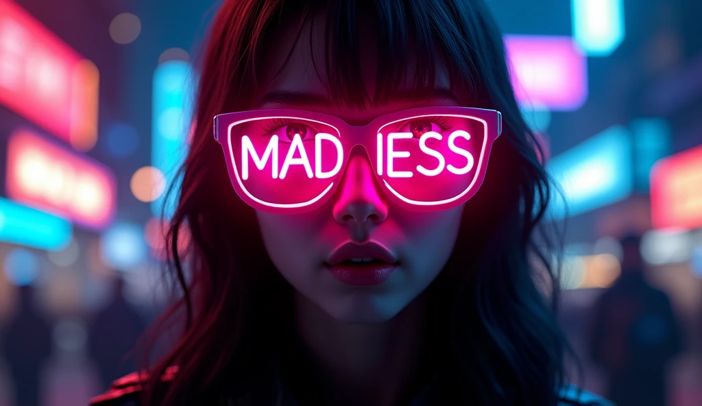 Neon glasses with the name Madness written on them