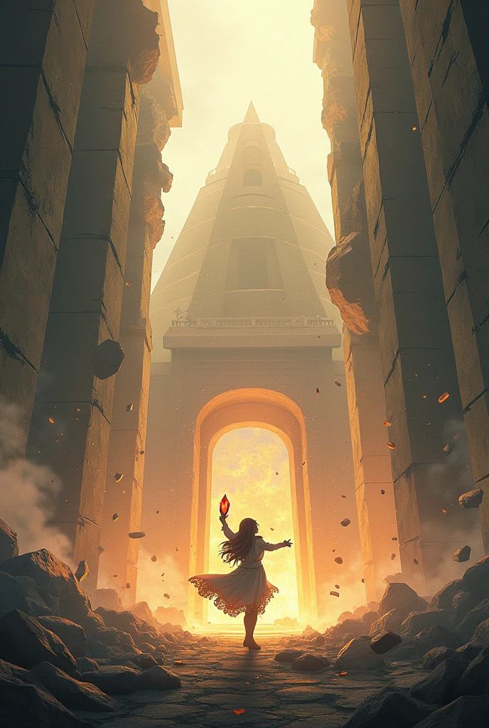 Just when Lumi takes the crystal, The ground begins to shake and the temple begins to collapse.