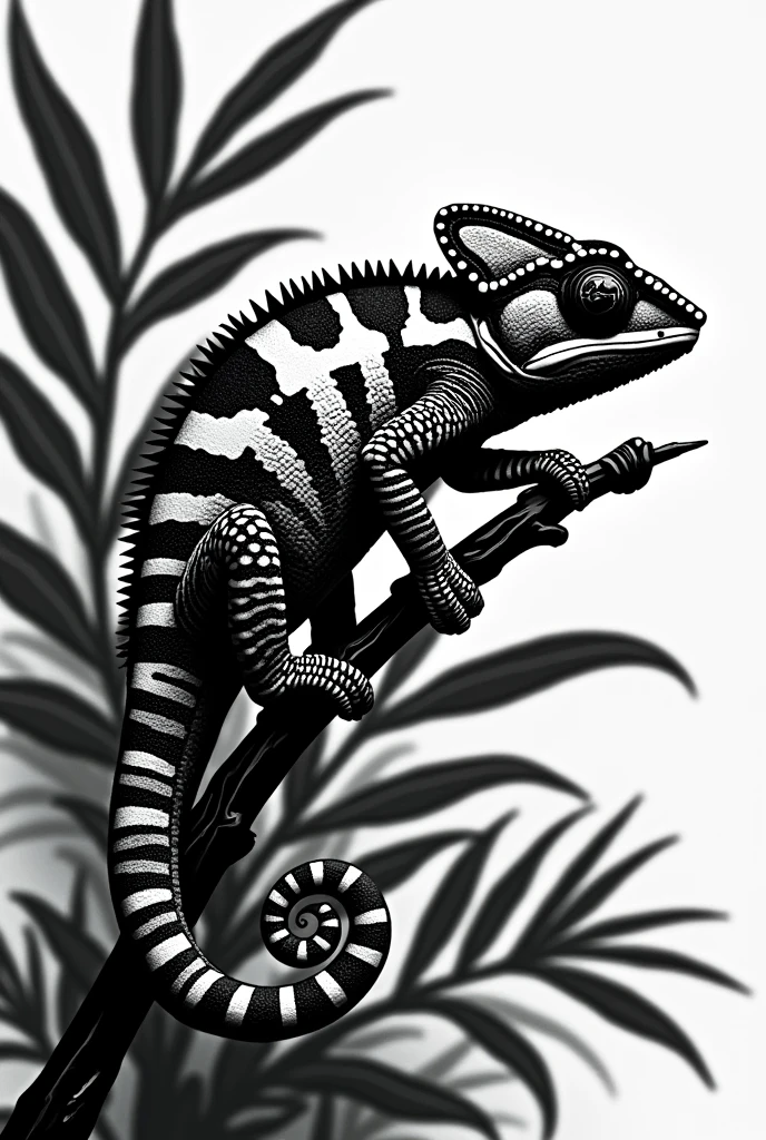 A chameleon that is black and white
