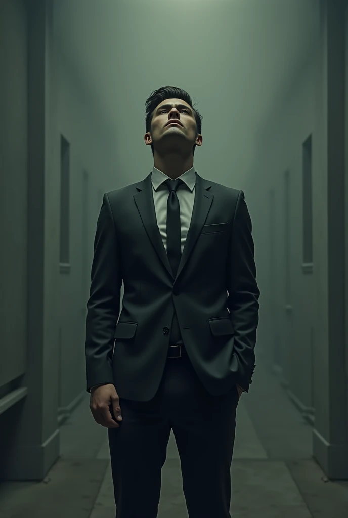 A man who is very stunning with nothing. He is waiting something which will never happen. He is very hard worker of a company and he is suit with formal clothes. You cannot see the man’s face
