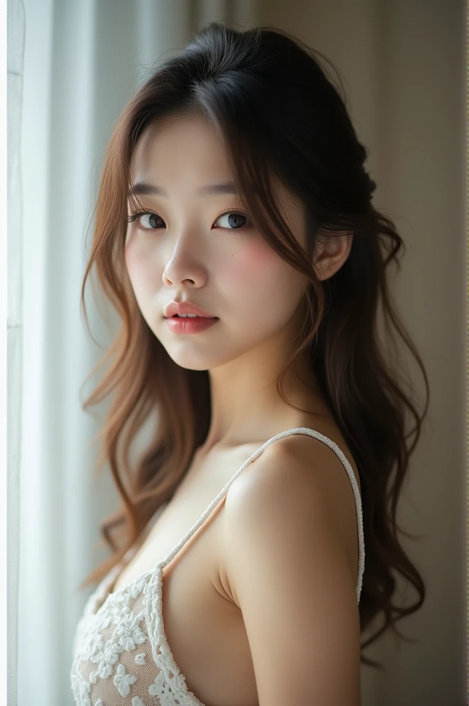 Young Korean girl showing her