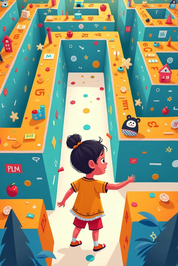 I need a picture, It should be a mathematical maze with preschool themes where a child looks for the exit and it should have the phrase PLIM