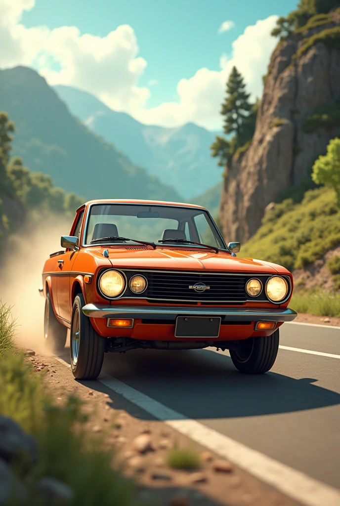 Create an animated Nissan Datsun pickup image 

