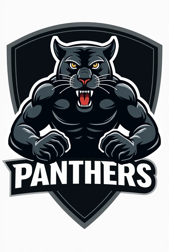 Create a football shield called Panthers but in black and white 