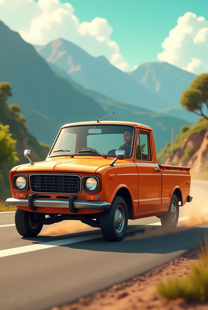 Create an animated Nissan Datsun pickup image