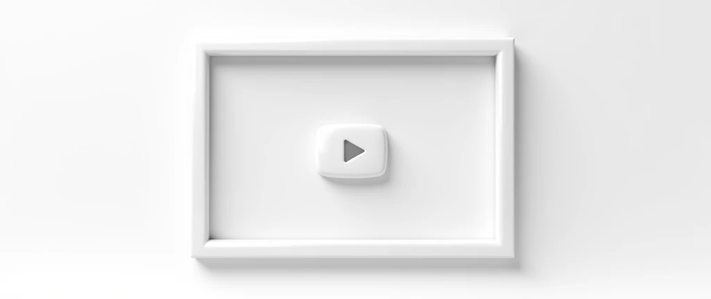3D Youtube frame with icon notification rendering illustration with white background