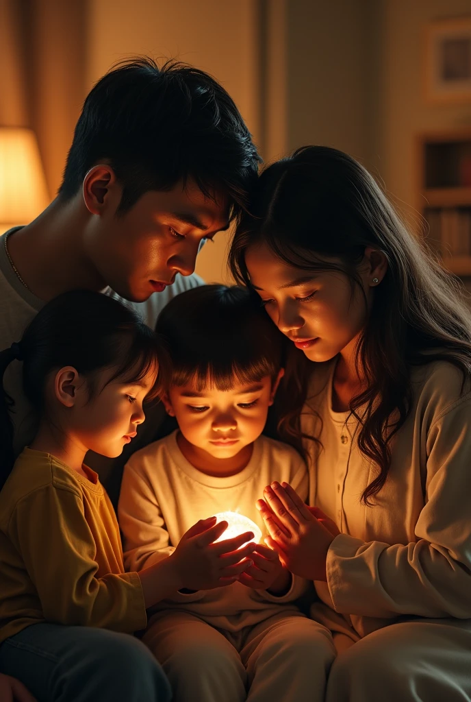(photorealism:1.2), (8k) a family together praying