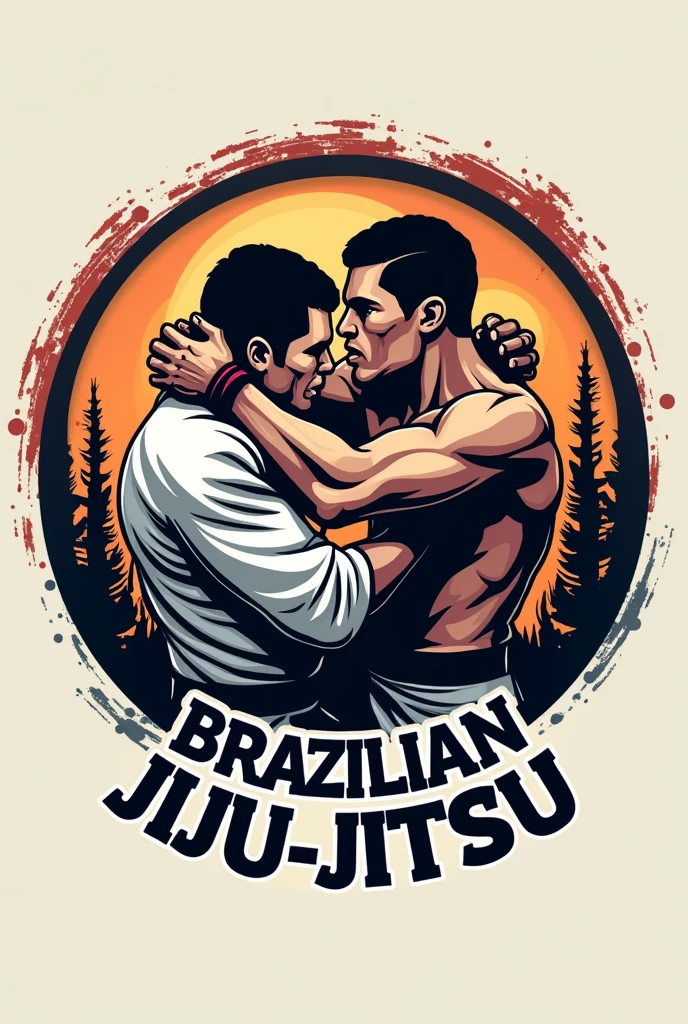 create for me a jiu jitsu logo with an armlock move and breaking the opponent&#39;s arm, and it says brazilian jiu jitsu on the cover 