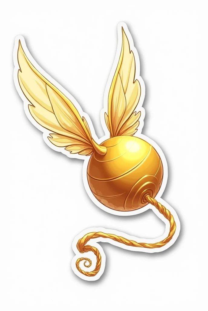 Golden Snitch from the Wizarding World of Harry Potter, anime style with white borders sticker style