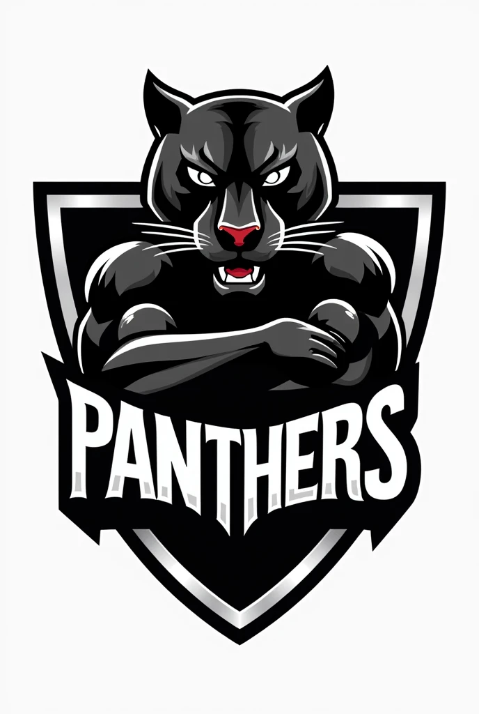 Create a football shield called Panthers but in black and white