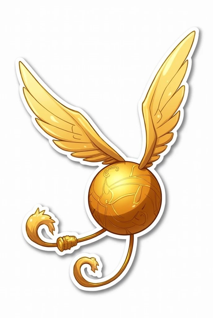 Golden Snitch from the Wizarding World of Harry Potter, anime style with white borders sticker style