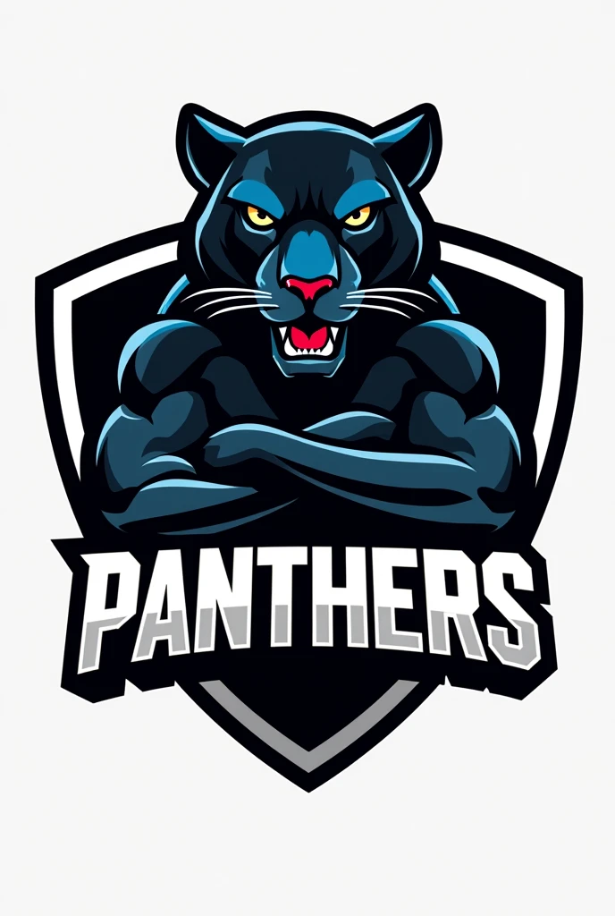 Create a football shield called Panthers but in black and white