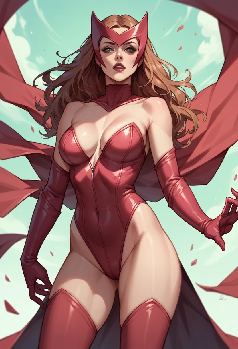 1girl, superhero, scarlet witch, green scheme
