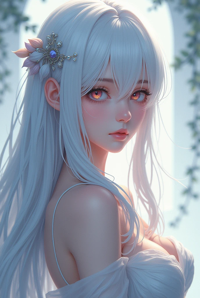 Hot anime girl with white hair