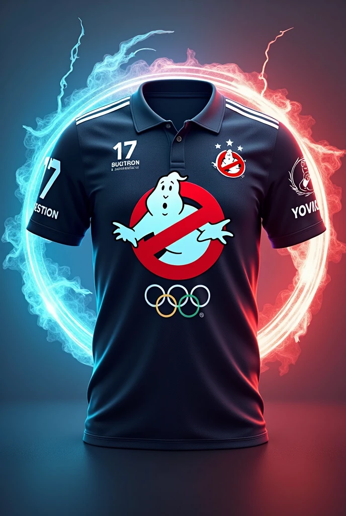 Make me a shirt for the Ghostbusters themed Olympics that has the number of the XVII promotion on it. 