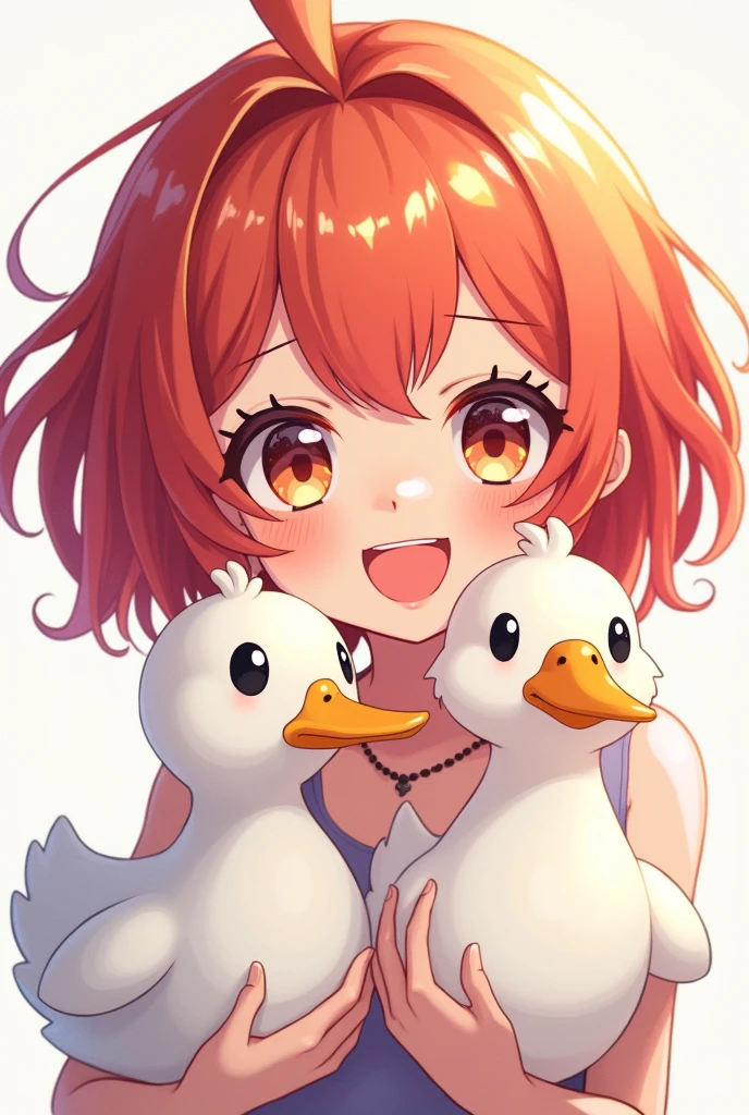Create a profile picture for an anime style youtube channel of a who has a pet white duck