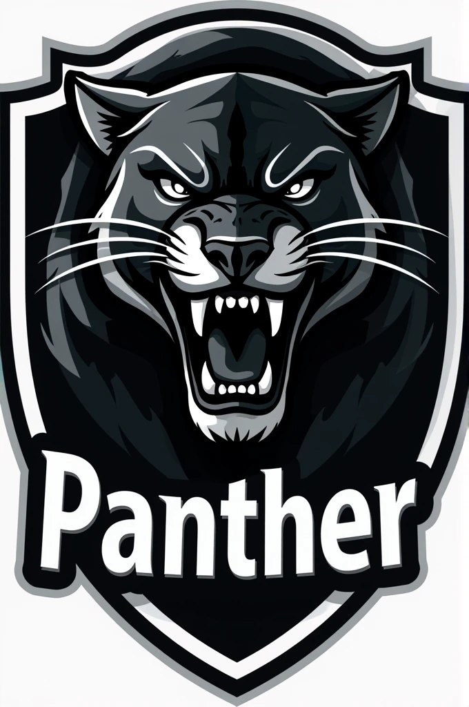 Football crest with the name PANTHER in black and white 
