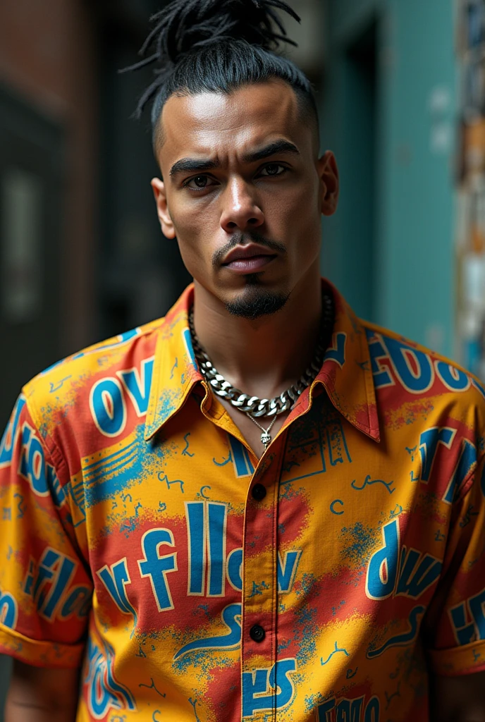 Real Bad Bunny with a shirt that has letters and says Folow Vito Mc