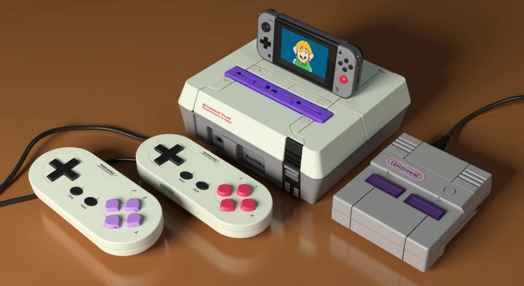 For the cover of your Nintendo history video, Here's a suggestion:
main image: Use a visual collage that shows the evolution of Nintendo products. Start with a picture of the old factory or Nintendo playing cards, then move on to iconic consoles like the Game Boy, the NES and the Super Nintendo, until reaching the most modern consoles like the Switch.
texto: Include the title "The History of Nintendo" in a big, flashy font, with a smaller subtitle "From the Origin to the Video Game Revolution" to detail the topic.
Additional Elements: Add visual elements that reference popular Nintendo games, like Mario, Link ou Pikachu, to attract the attention of the company's fans.
colors: Use a vibrant color palette that captures the essence of Nintendo, like red, white and azure, to create an attractive contrast.