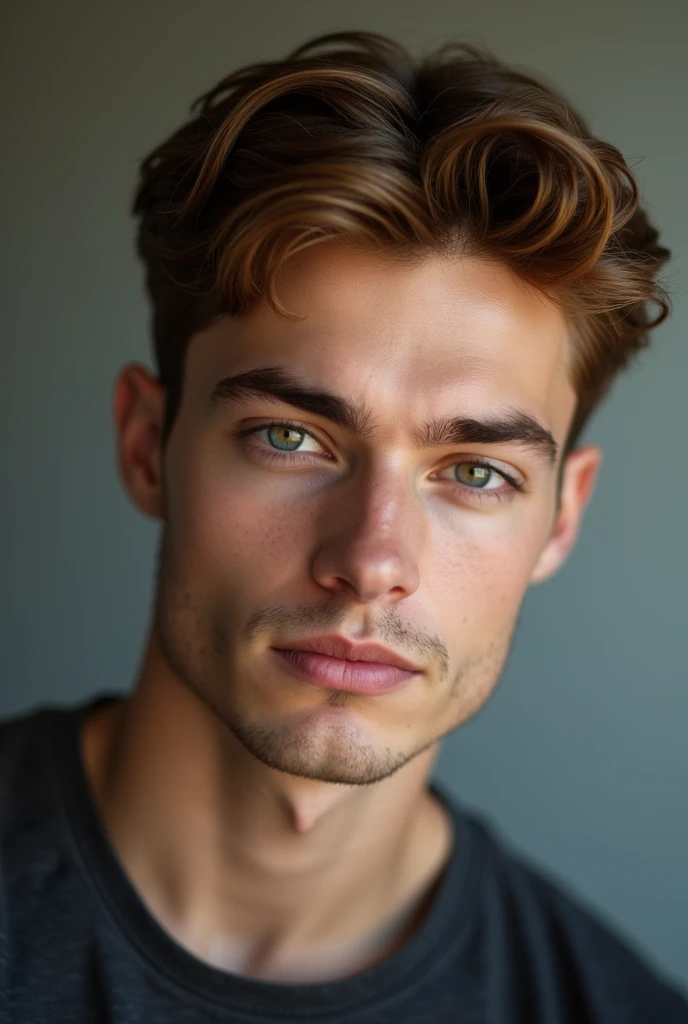 A young and handsome brown-haired homosexual man.