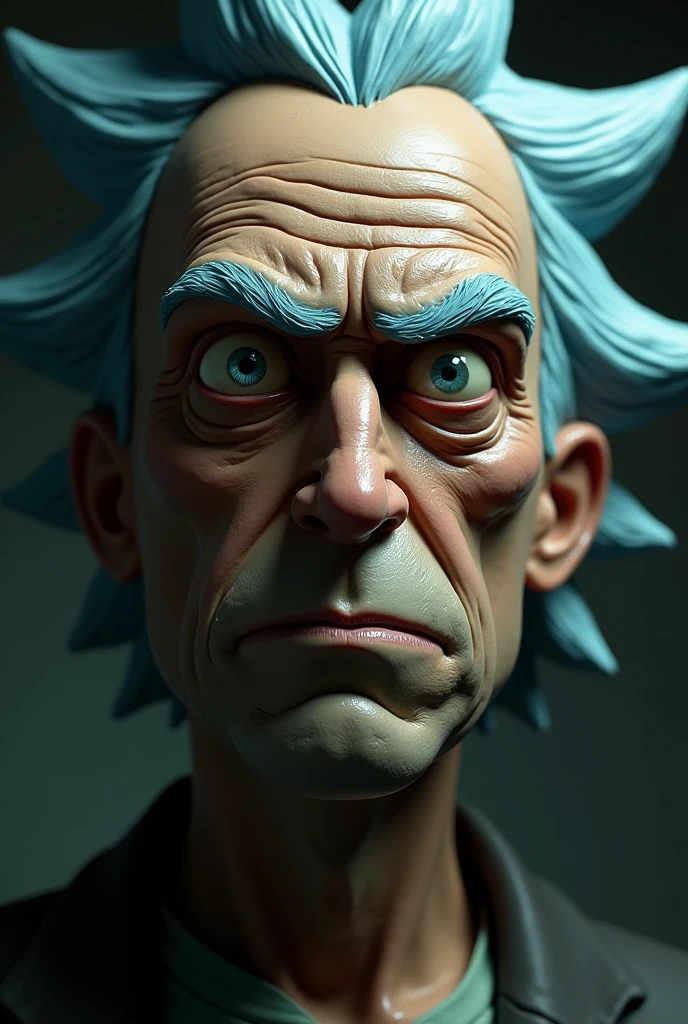 a hyper realistic rick sanchez from rick and morty, extremely detailed face and features, beautiful detailed eyes, beautiful detailed lips, extremely detailed skin texture, intricate facial details, strong facial expression, cinematic lighting, dramatic shadows, cinematic composition, photorealistic, hyper detailed, 8k, best quality, masterpiece, award winning