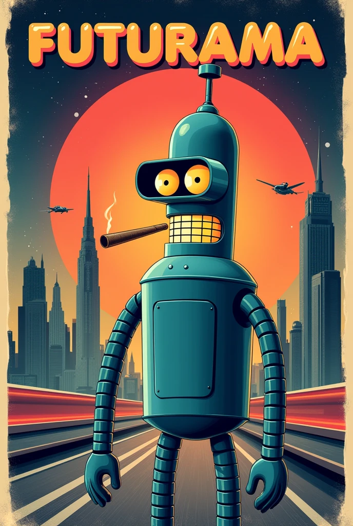Bender poster with the title of Futurama