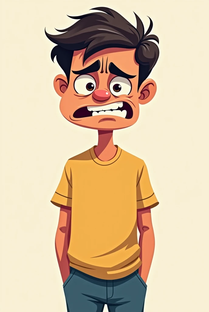 Give me a cartoon-like image of a disappointed person