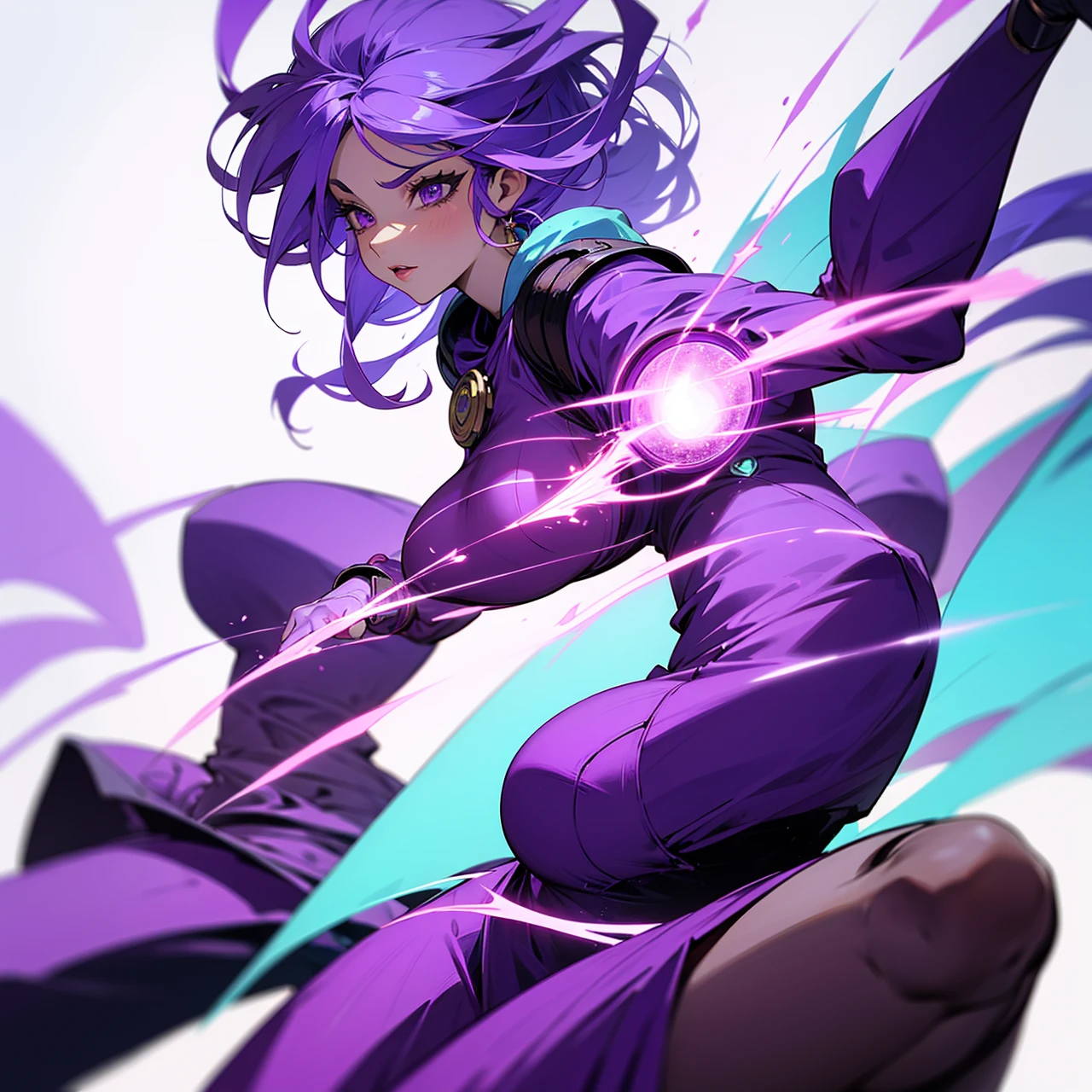 A woman with purple magical powers that are invincible.