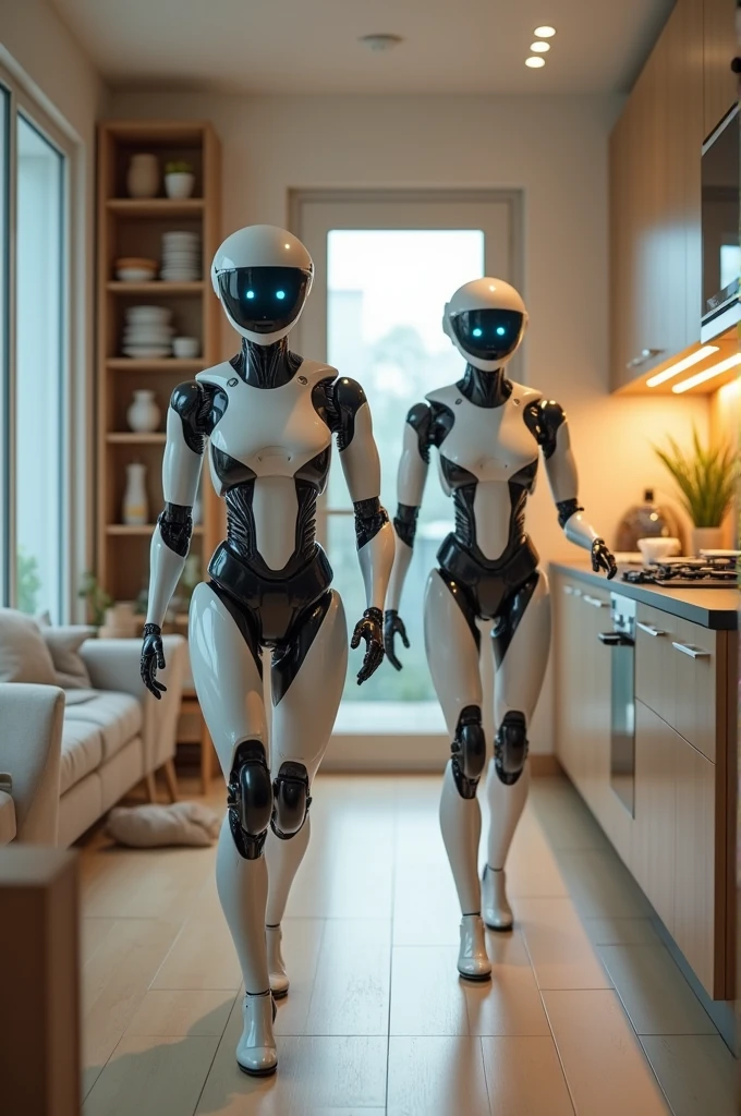 androids from the future doing chores at home