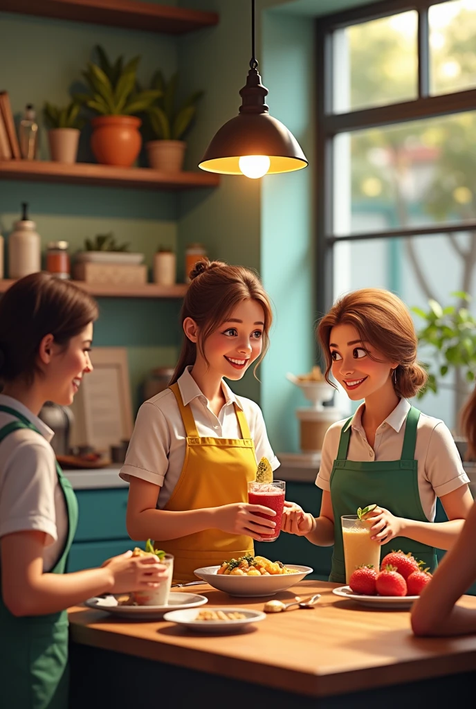 create a realistic team at the theikos açaí store in the city of jundiaí written in brazilian portuguese 18k