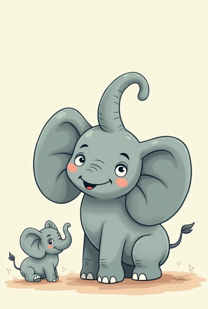 Create a cartoon elephant with a trunk in its trunk 
