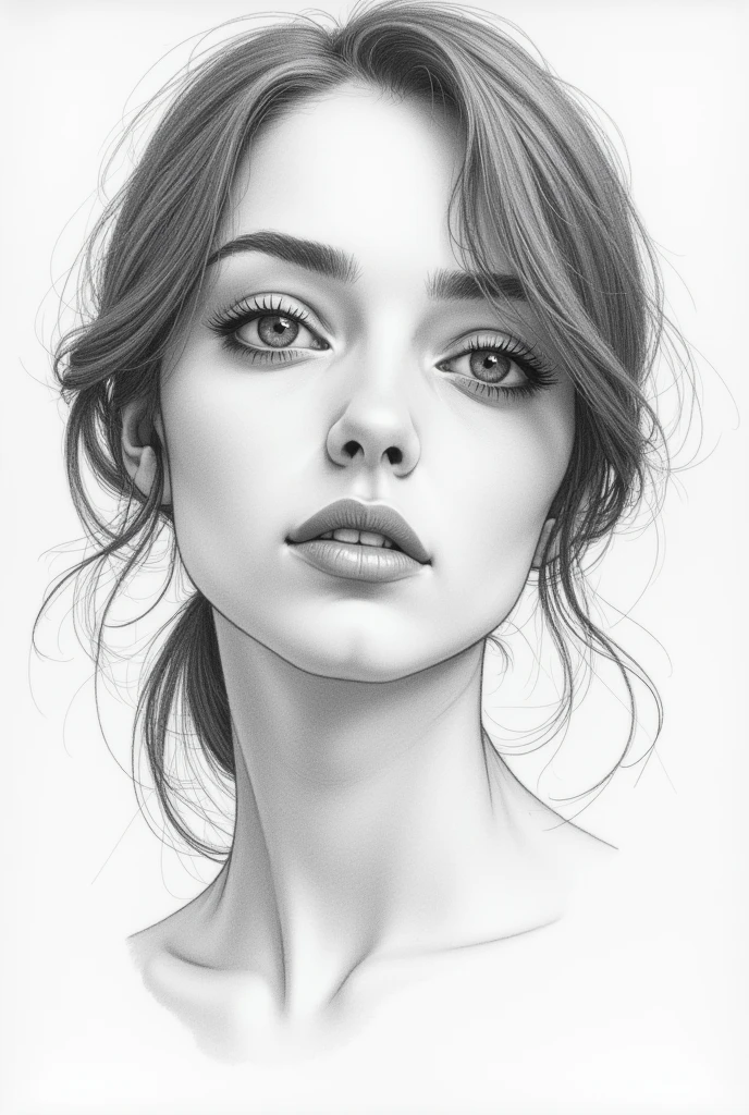 Hand drawn pencil drawing of woman's face