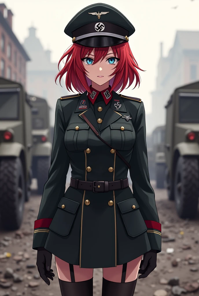 Rias Gremori from High School in a Nazi Soldier Uniform, anime version