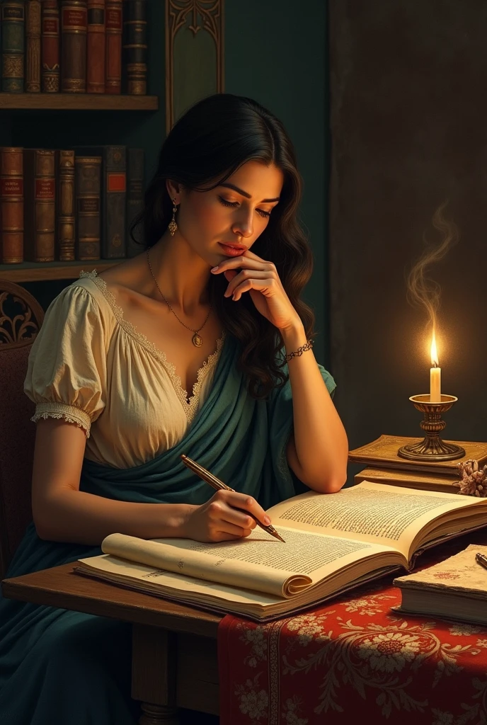 Edesia woman philosopher studying ancient greece ancient writing