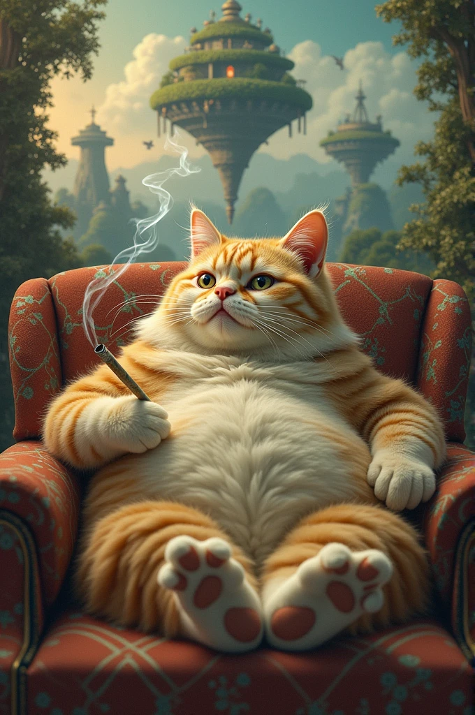 Create a fat smoking cat